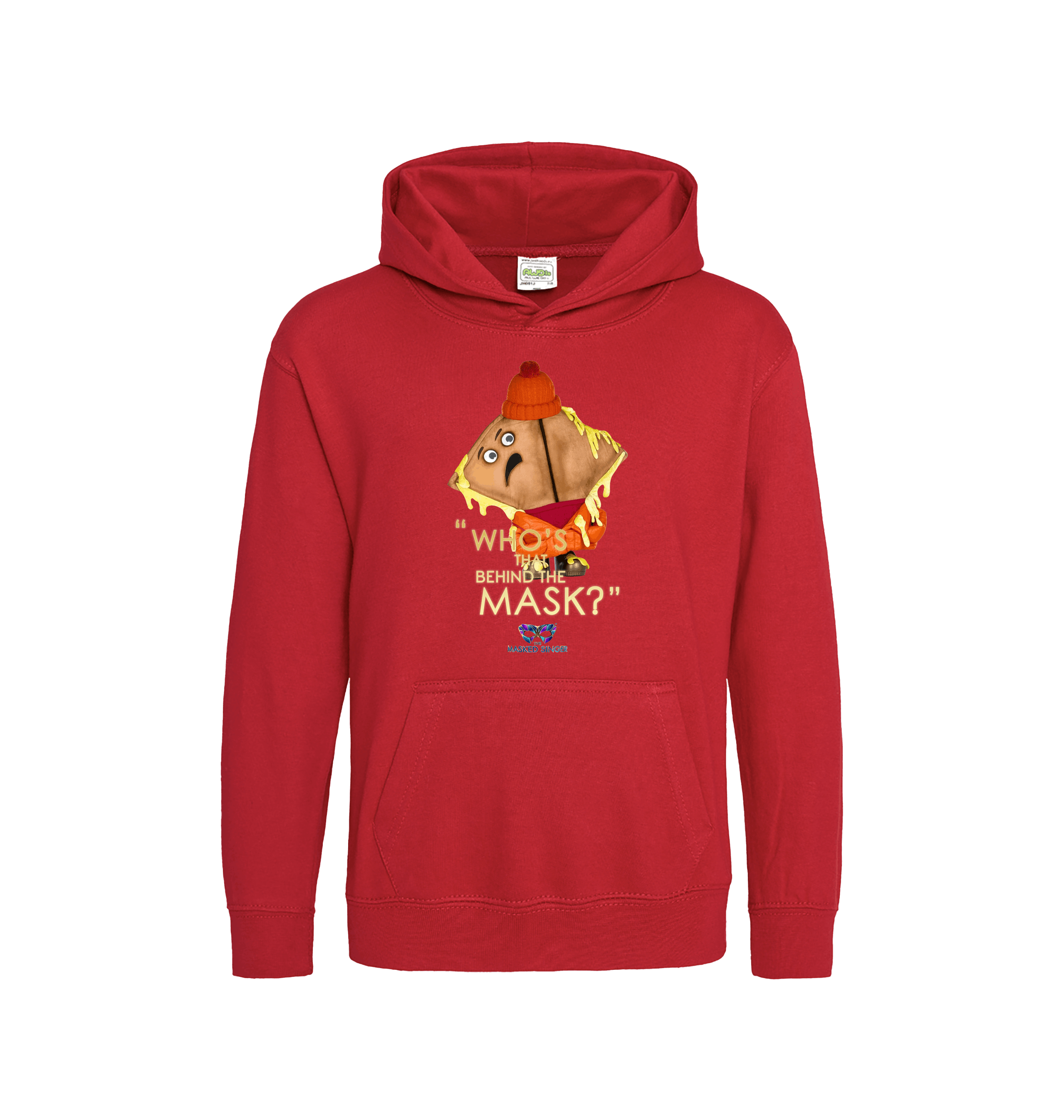 Fire Red Printed Kids Hoodie Front